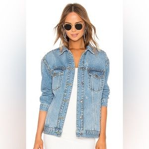 Free People Studded Denim Trucker Jacket